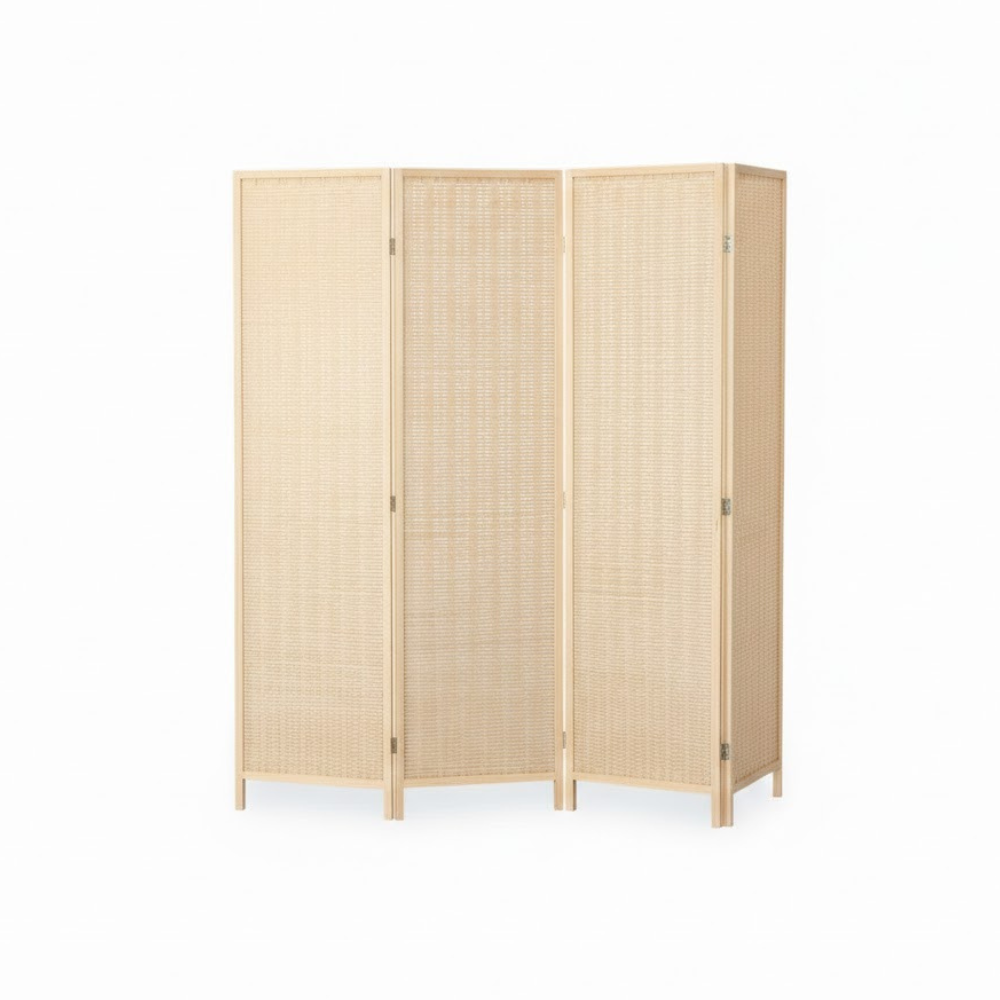 ฉากกั้นห้อง 4 บานพับ ELIFE ขนาด 150X200 ซม. สีไม้แท้ธรรมชาติ_5